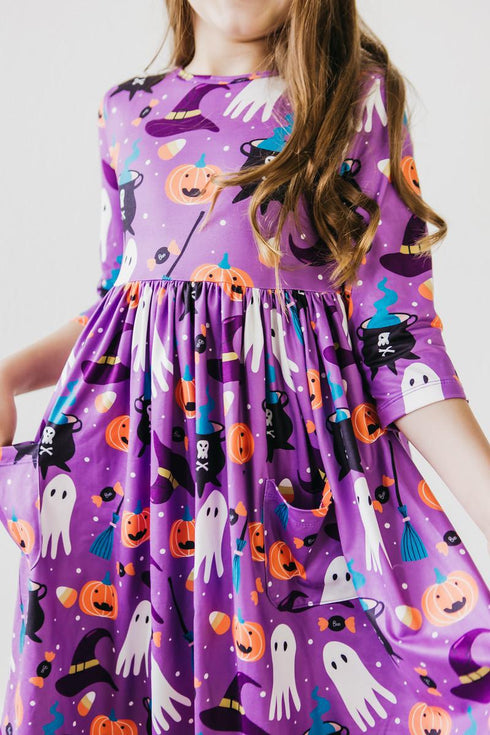 no-tricks-just-treats-3-4-sleeve-pocket-twirl-dress Mila & Rose - Sophia's StyleTwirl Pocket Dress 3/4-1